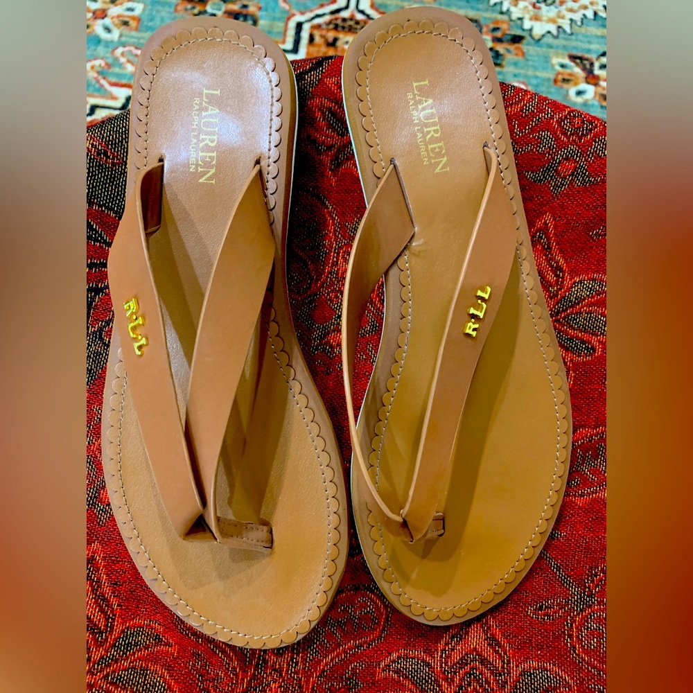Lauren Ralph Lauren Carmel Flip Flop Leather Sandals